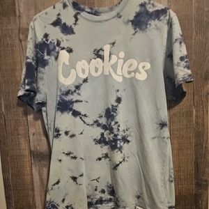 Cookies Logo Shirt Mens Medium Blue Tie Dye Short Sleeve Crew Neck Tee